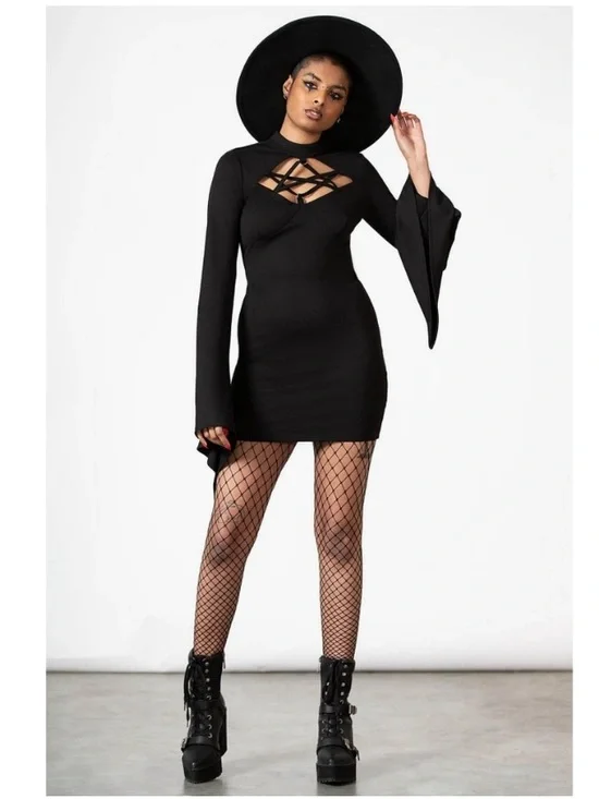 Killstar WITCHUAL Black Bell Sleeve Dress XXL - Picture 3 of 9